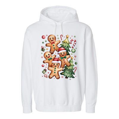 Christmas Holiday Xmas Gingerbread Christmas Tree Garment-Dyed Fleece Hoodie