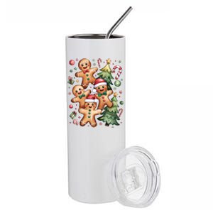 Christmas Holiday Xmas Gingerbread Christmas Tree Stainless Steel Tumbler