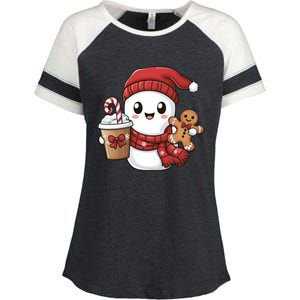 Christmas Holiday Xmas Santa Claus Matching Team Enza Ladies Jersey Colorblock Tee