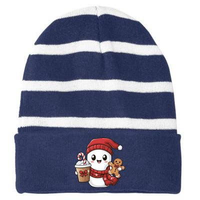 Christmas Holiday Xmas Santa Claus Matching Team Striped Beanie with Solid Band