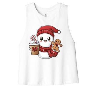 Christmas Holiday Xmas Santa Claus Matching Team Women's Racerback Cropped Tank