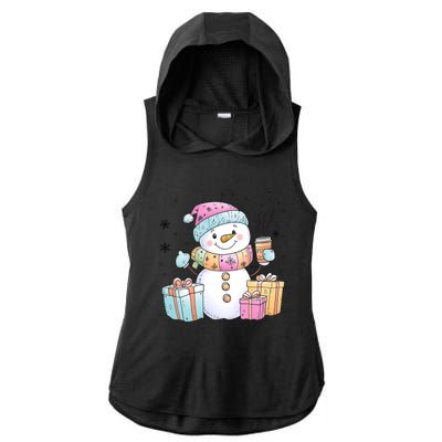 Christmas Holiday Xmas Snowman Matching Team Ladies PosiCharge Tri-Blend Wicking Draft Hoodie Tank