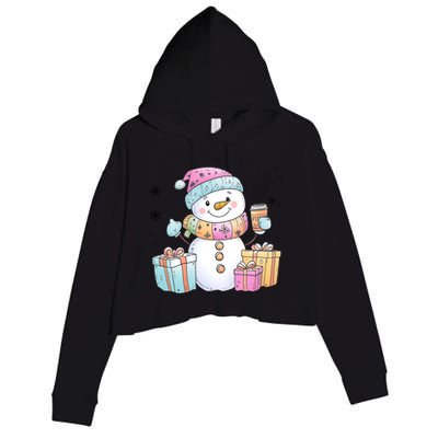 Christmas Holiday Xmas Snowman Matching Team Crop Fleece Hoodie