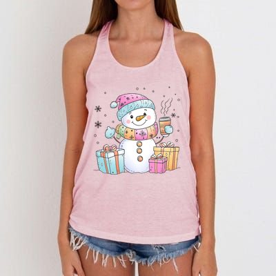 Christmas Holiday Xmas Snowman Matching Team Women's Knotted Racerback Tank