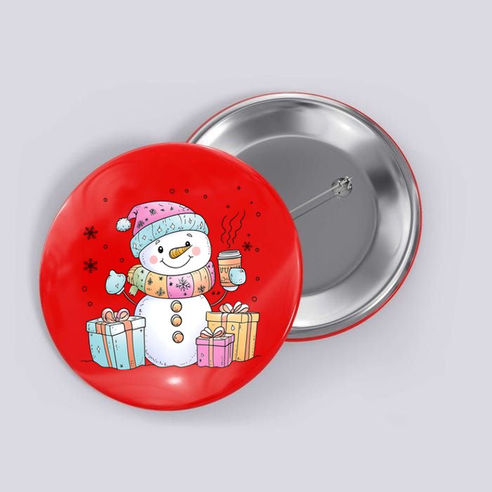 Christmas Holiday Xmas Snowman Matching Team Button