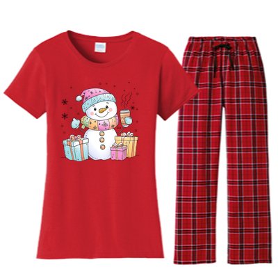 Christmas Holiday Xmas Snowman Matching Team Women's Flannel Pajama Set