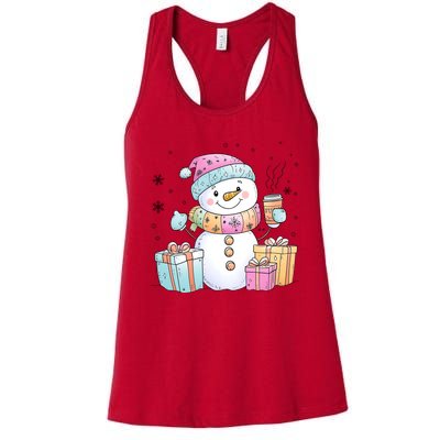 Christmas Holiday Xmas Snowman Matching Team Women's Racerback Tank