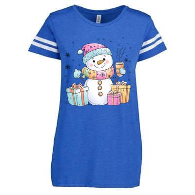 Christmas Holiday Xmas Snowman Matching Team Enza Ladies Jersey Football T-Shirt