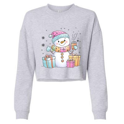 Christmas Holiday Xmas Snowman Matching Team Cropped Pullover Crew