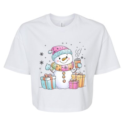 Christmas Holiday Xmas Snowman Matching Team Bella+Canvas Jersey Crop Tee