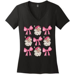 Christmas Holiday Xmas Vacation Coquette Santa Claus Women's V-Neck T-Shirt