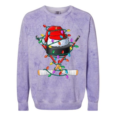 Christmas Hockey Xmas Santa Sports Hat Ball Colorblast Crewneck Sweatshirt