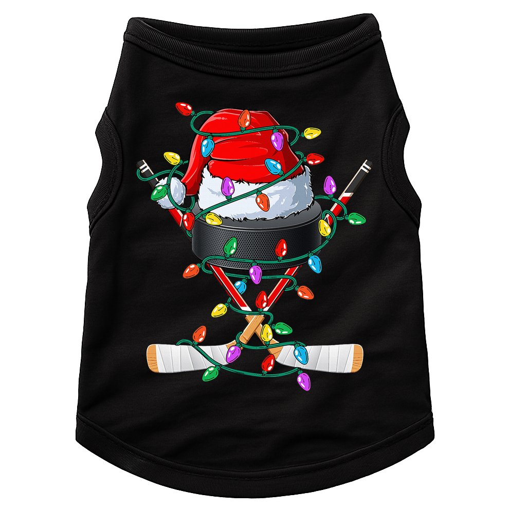 Christmas Hockey Xmas Santa Sports Hat Ball Doggie Tank