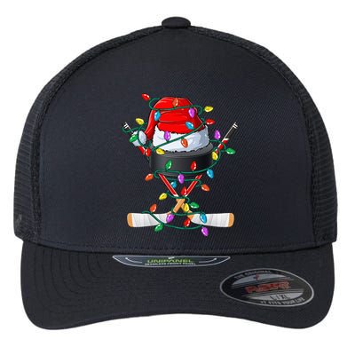 Christmas Hockey Xmas Santa Sports Hat Ball Flexfit Unipanel Trucker Cap