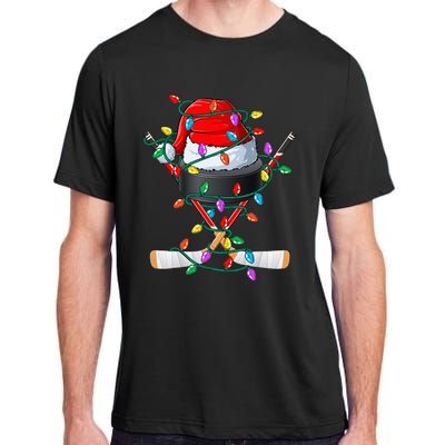 Christmas Hockey Xmas Santa Sports Hat Ball Adult ChromaSoft Performance T-Shirt