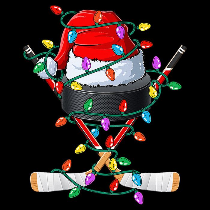 Christmas Hockey Xmas Santa Sports Hat Ball Womens Tank Top