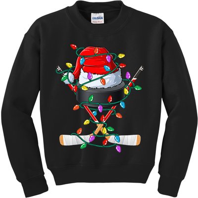 Christmas Hockey Xmas Santa Sports Hat Ball Kids Sweatshirt