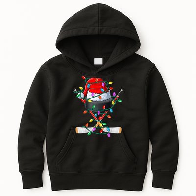 Christmas Hockey Xmas Santa Sports Hat Ball Kids Hoodie