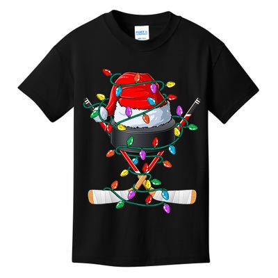 Christmas Hockey Xmas Santa Sports Hat Ball Kids T-Shirt