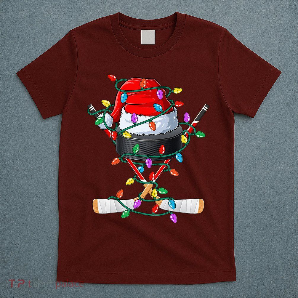 Christmas Hockey Xmas Santa Sports Hat Ball T-Shirt