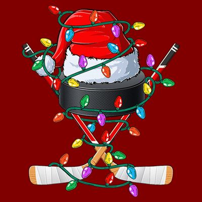 Christmas Hockey Xmas Santa Sports Hat Ball T-Shirt