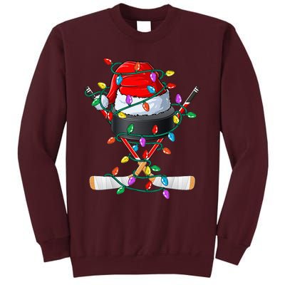 Christmas Hockey Xmas Santa Sports Hat Ball Tall Sweatshirt