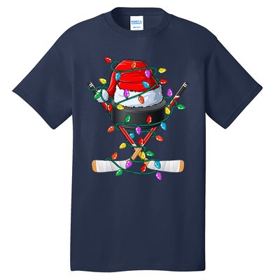 Christmas Hockey Xmas Santa Sports Hat Ball Tall T-Shirt