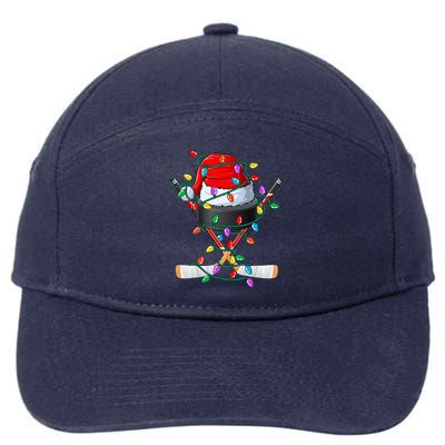 Christmas Hockey Xmas Santa Sports Hat Ball 7-Panel Snapback Hat