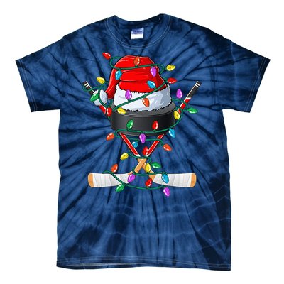 Christmas Hockey Xmas Santa Sports Hat Ball Tie-Dye T-Shirt