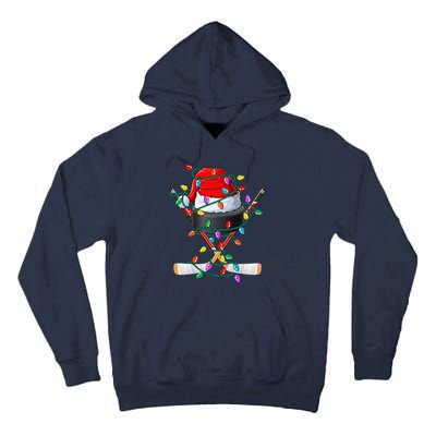 Christmas Hockey Xmas Santa Sports Hat Ball Tall Hoodie