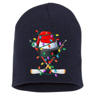 Christmas Hockey Xmas Santa Sports Hat Ball Short Acrylic Beanie