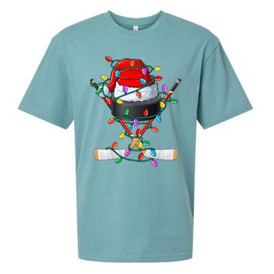 Christmas Hockey Xmas Santa Sports Hat Ball Sueded Cloud Jersey T-Shirt