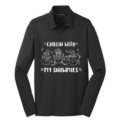 Christmas Holidays Xmas Chillin With My Snowmies Gift Silk Touch Performance Long Sleeve Polo