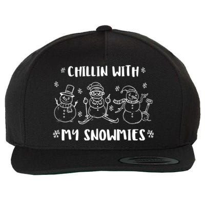 Christmas Holidays Xmas Chillin With My Snowmies Gift Wool Snapback Cap