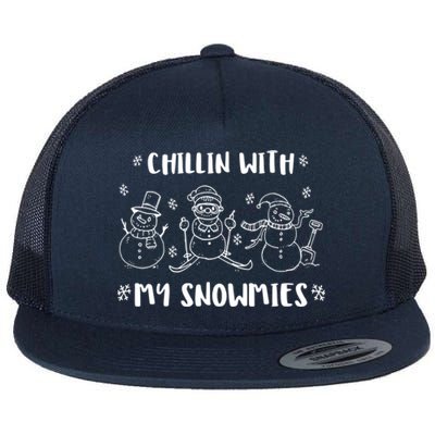 Christmas Holidays Xmas Chillin With My Snowmies Gift Flat Bill Trucker Hat