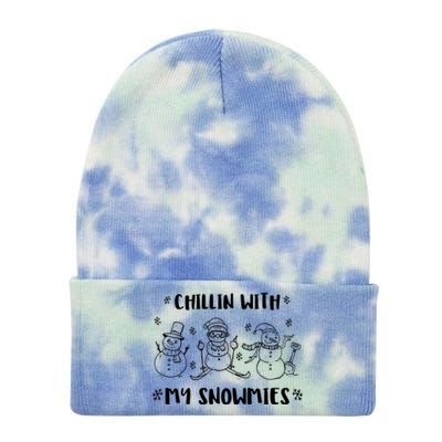 Christmas Holidays Xmas Chillin With My Snowmies Gift Tie Dye 12in Knit Beanie