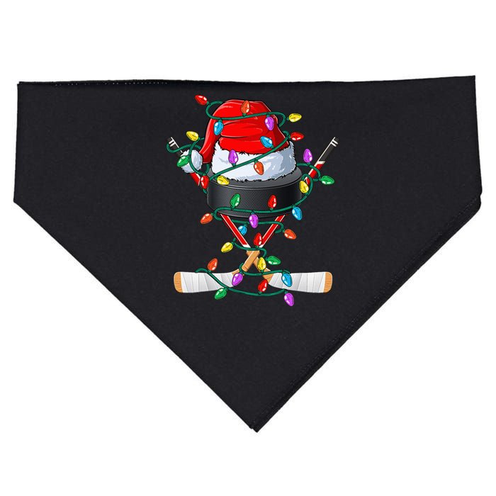 Christmas Hockey Xmas Santa Sports Hat Ball USA-Made Doggie Bandana