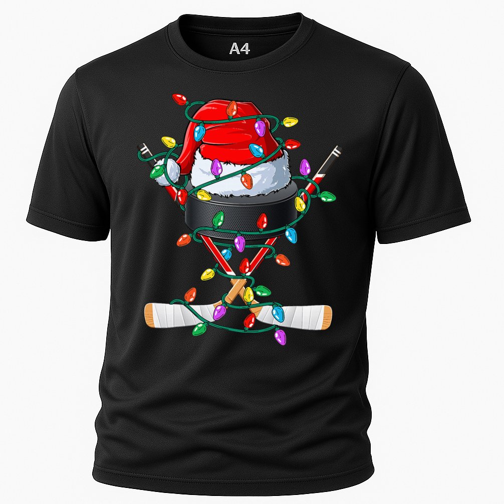 Christmas Hockey Xmas Santa Sports Hat Ball Cooling Performance Crew T-Shirt