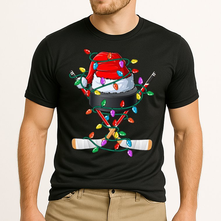 Christmas Hockey Xmas Santa Sports Hat Ball Cooling Performance Crew T-Shirt