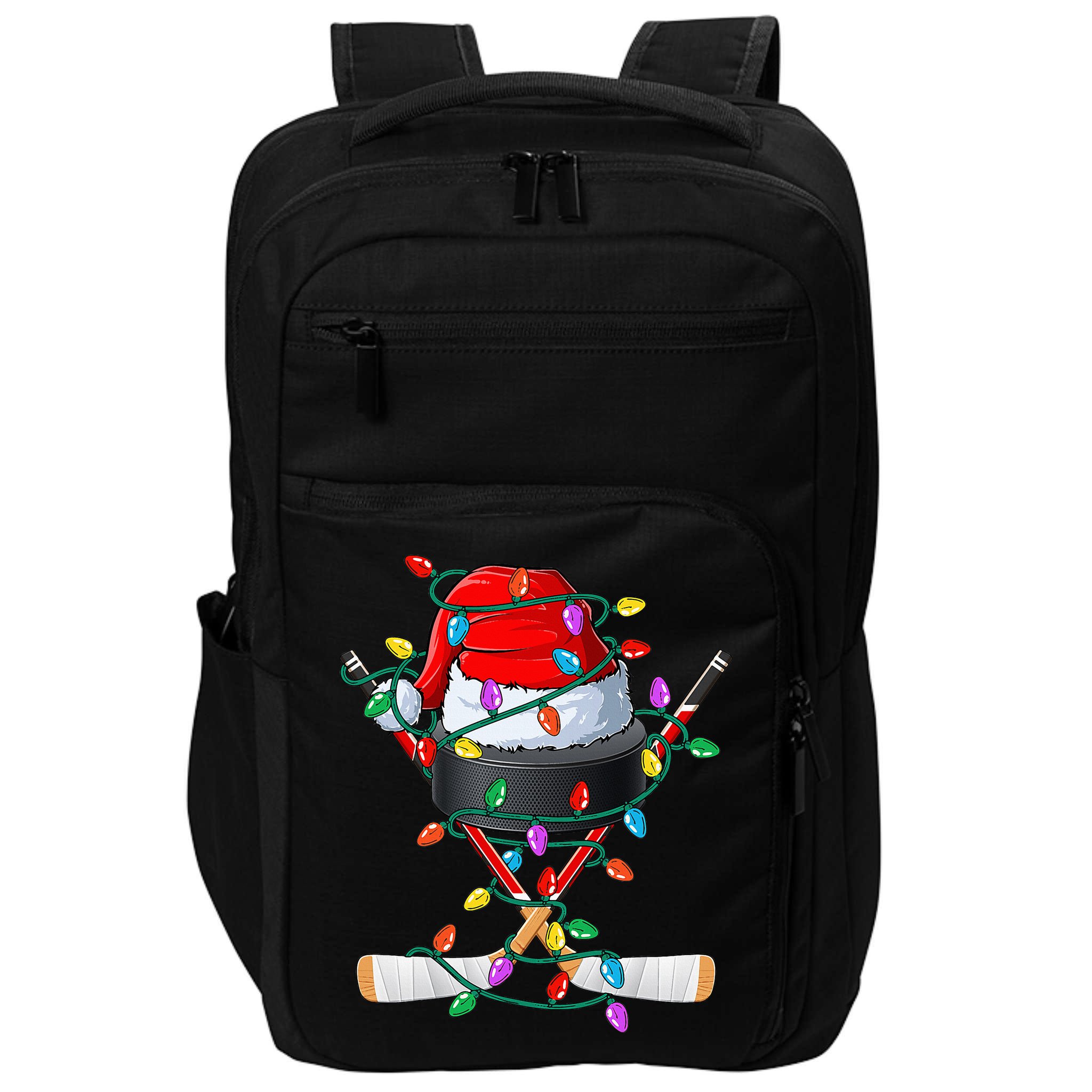 Christmas Hockey Xmas Santa Sports Hat Ball Impact Tech Backpack