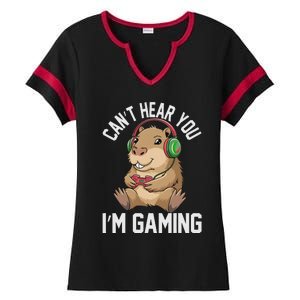 CanT Hear You IM Gaming Capybara Gamer Funny Graphic Ladies Halftime Notch Neck Tee