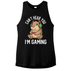 CanT Hear You IM Gaming Capybara Gamer Funny Graphic Ladies PosiCharge Tri-Blend Wicking Tank