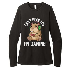 CanT Hear You IM Gaming Capybara Gamer Funny Graphic Womens CVC Long Sleeve Shirt