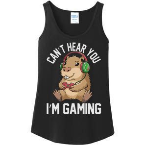 CanT Hear You IM Gaming Capybara Gamer Funny Graphic Ladies Essential Tank