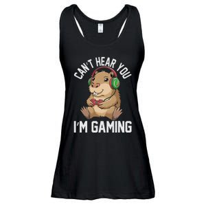 CanT Hear You IM Gaming Capybara Gamer Funny Graphic Ladies Essential Flowy Tank