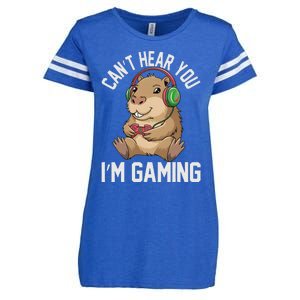 CanT Hear You IM Gaming Capybara Gamer Funny Graphic Enza Ladies Jersey Football T-Shirt