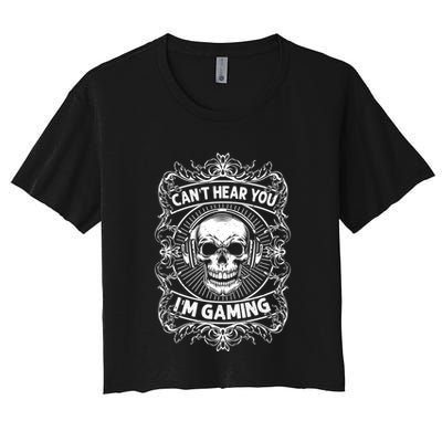 Can't Hear You I'm Gaming Funny Vintage Gamer Gift Headset Gift Crop Top