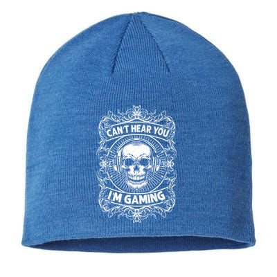 Can't Hear You I'm Gaming Funny Vintage Gamer Gift Headset Gift Sustainable Beanie
