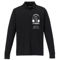 Can't Hear You I'm Gaming Funny Gamer Performance Long Sleeve Polo