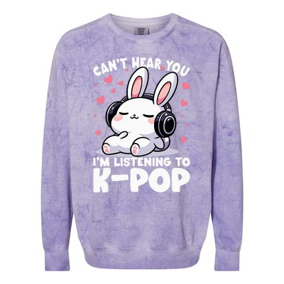 CanT Hear You IM Listening To Kpop Bunny Korean Music Colorblast Crewneck Sweatshirt